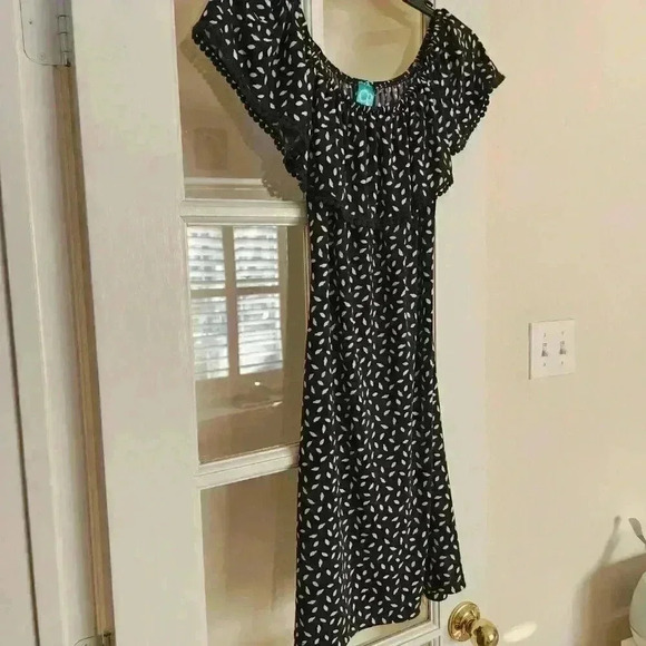 OP Ocean Pacific Black Off Shoulder Beach Vacation Dress Made in Mexico Large - Picture 2 of 9